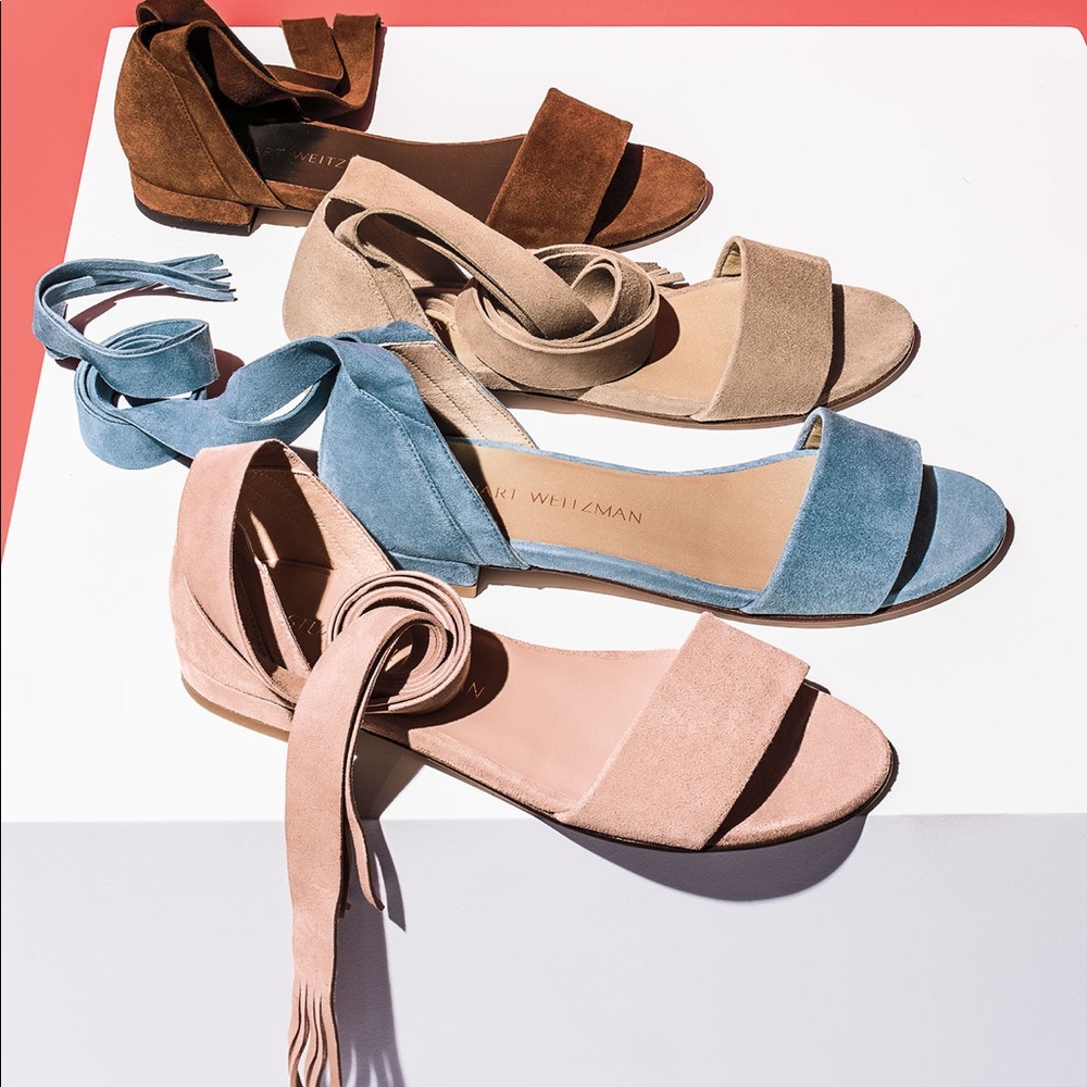 French blue suede sandals